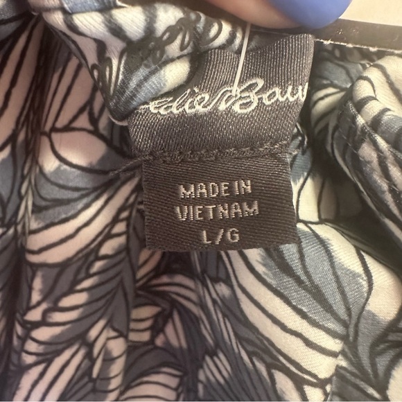 Eddie Bauer Womens Harmony Athletic Dress Blue/Gray White Tropical Leaf Print L - Picture 7 of 9